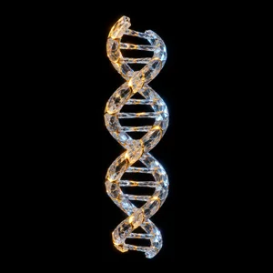 Une double hélice d'ADN en cristal veine d'or.