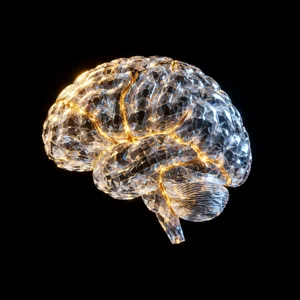 Un cerveau de cristal parcouru de veines d'or.