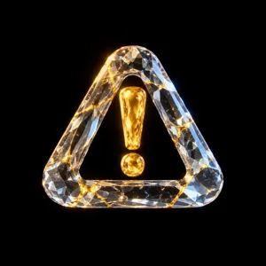 Un triangle d'alerte en cristal, point d'exclamation d'or massif.
