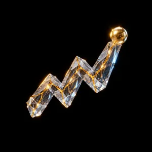 Une courbe de cristal qui monte, sphère d'or à son sommet.