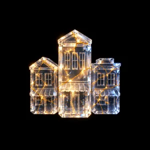 Trois boutiques de cristal de hauteurs différentes.